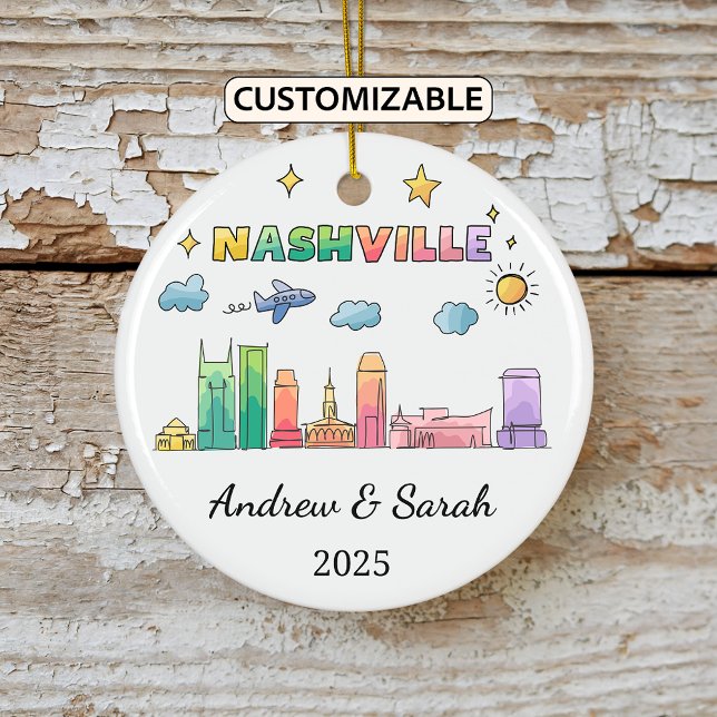 Personalised Skyline Nashville Ornament, Tennessee Ceramic Ornament (Creator Uploaded)