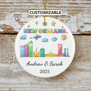 Personalised Skyline New Orleans, Louisiana Ceramic Ornament