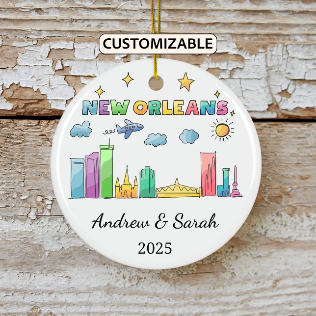 Personalised Skyline New Orleans, Louisiana Ceramic Ornament (Creator Uploaded)