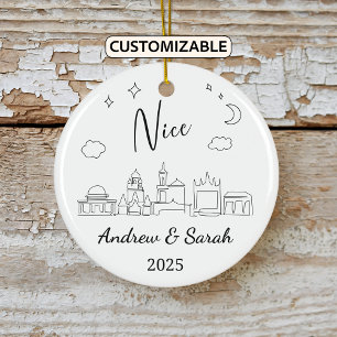 Personalised Skyline Nice Ornament, France Ceramic Ornament