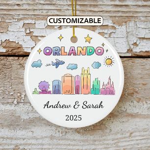 Personalised Skyline Orlando Ornament, Florida Ceramic Ornament