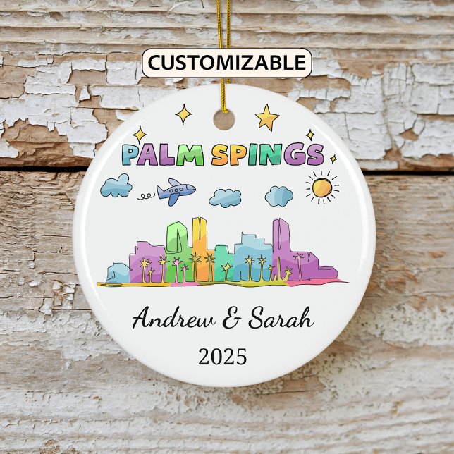 Personalised Skyline Palm Springs, California Ceramic Ornament (Creator Uploaded)