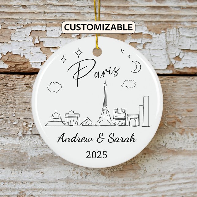Personalised Skyline Paris Ornament, France Ceramic Ornament (Creator Uploaded)