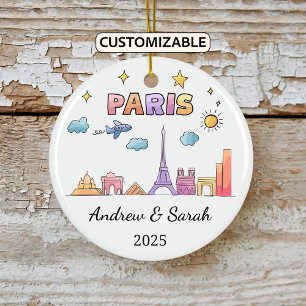 Personalised Skyline Paris Ornament, France Ceramic Ornament