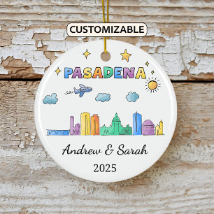Personalised Skyline Pasadena Ornament, California Ceramic Ornament