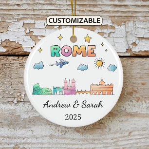 Personalised Skyline Rome Ornament, Italy Ceramic Ornament