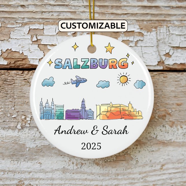 Personalised Skyline Salzburg Ornament, Austria Ceramic Ornament (Creator Uploaded)