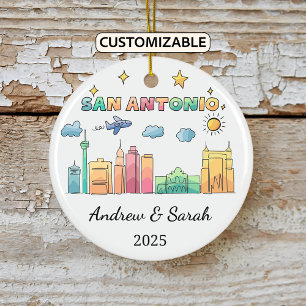 Personalised Skyline San Antonio Ornament, Texas Ceramic Ornament