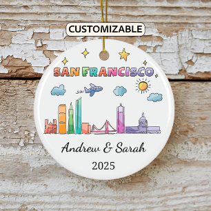 Personalised Skyline San Francisco, California Ceramic Ornament