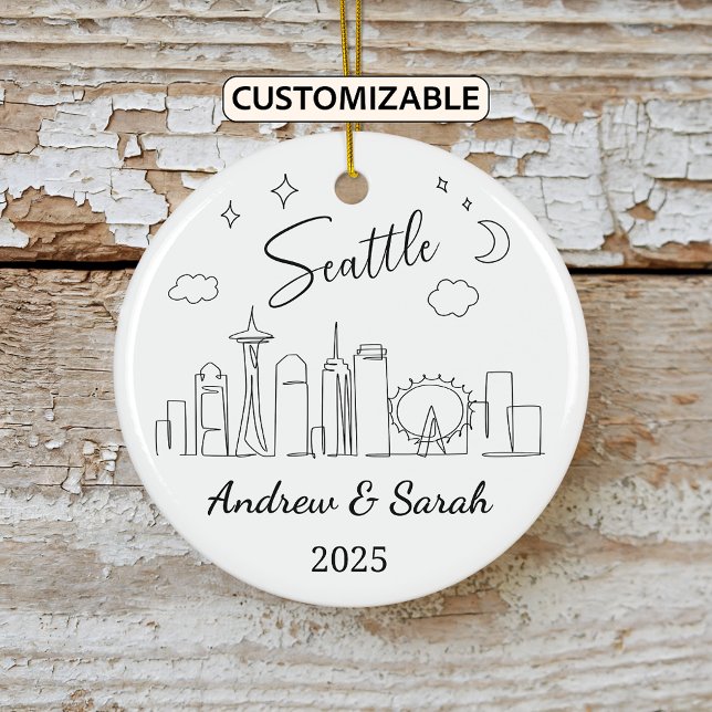 Personalised Skyline Seattle Ornament, Washington Ceramic Ornament (Creator Uploaded)