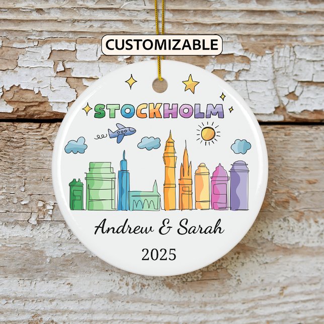 Personalised Skyline Stockholm Ornament, Sweden Ceramic Ornament (Creator Uploaded)