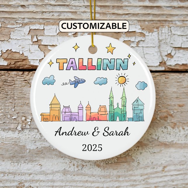 Personalised Skyline Tallinn Ornament, Estonia Ceramic Ornament (Creator Uploaded)