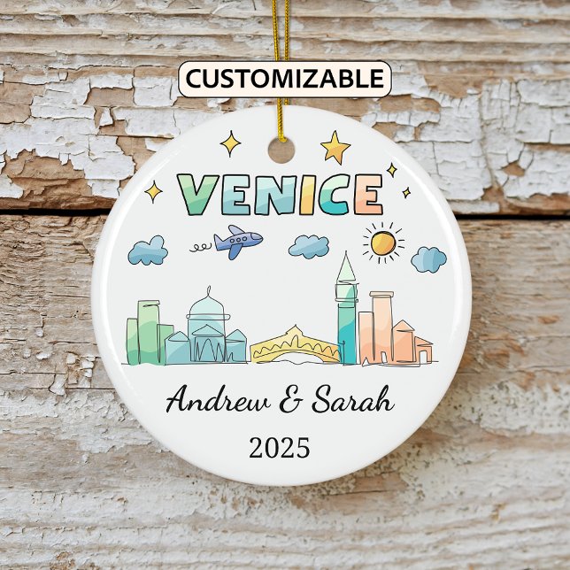 Personalised Skyline Venice Ornament, Italy Ceramic Ornament (Creator Uploaded)
