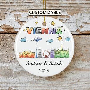 Personalised Skyline Vienna Ornament, Austria Ceramic Ornament