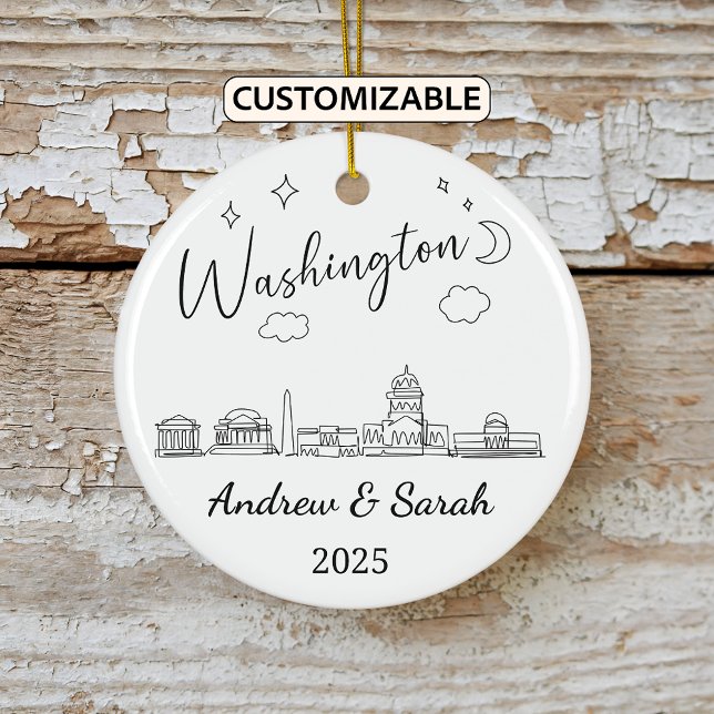 Personalised Skyline Washington Ornament (Creator Uploaded)