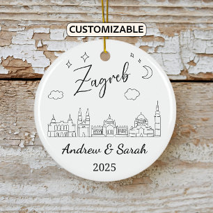 Personalised Skyline Zagreb Ornament, Croatia Ceramic Ornament