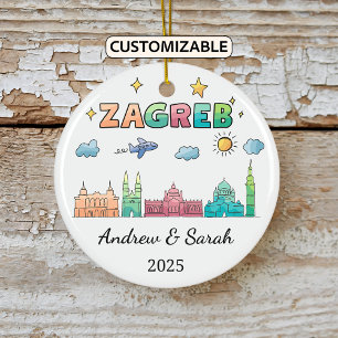 Personalised Skyline Zagreb Ornament, Croatia Ceramic Ornament