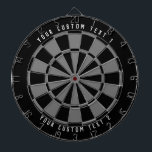 Personalised Sleek Black & Grey Dartboard<br><div class="desc">Sleek dark coloured dartboard design with 2 lines of your custom text in white font.</div>