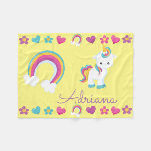 Personalised Sleeping Baby Unicorn & Rainbow Fleece Blanket