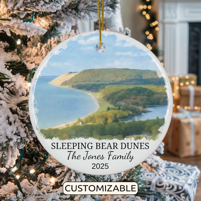 Personalised Sleeping Bear Dunes Ornament, Michiga Ceramic Ornament (Creator Uploaded)