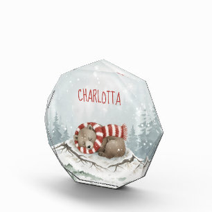 Personalised Sleeping Bear Photo Block, Custom Nam Block