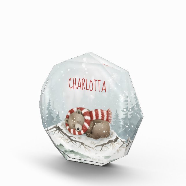 Personalised Sleeping Bear Photo Block, Custom Nam Block (Right)