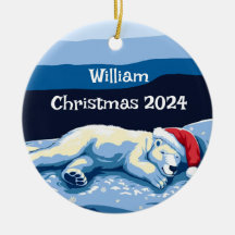 Personalised Sleeping Polar Bear Ornament