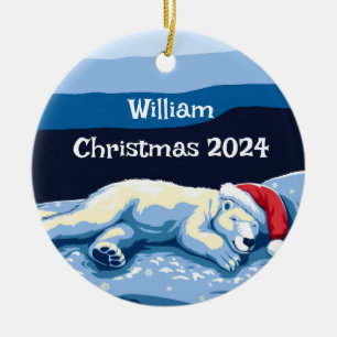Personalised Sleeping Polar Bear Ornament