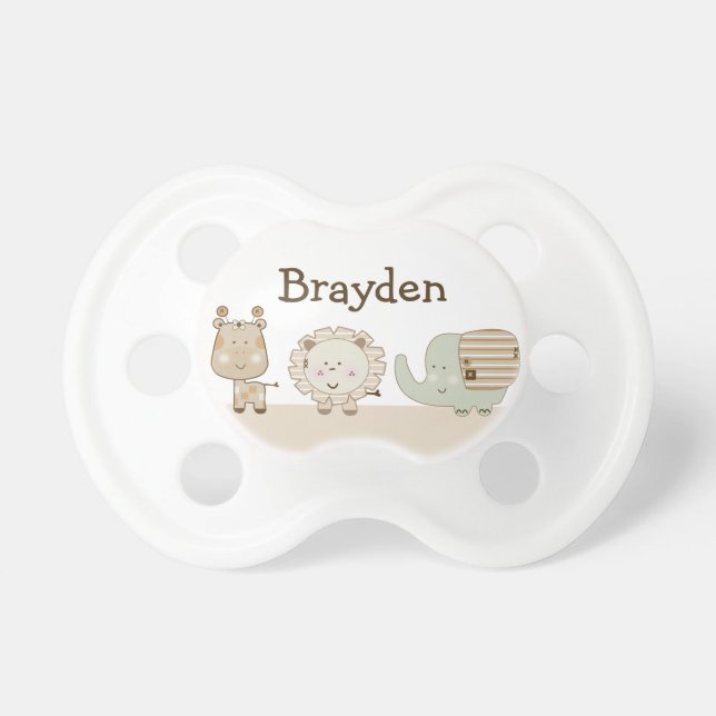 Personalised "Sleepy Animal Safari" Pacifier (Front)