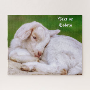 Personalised Sleepy Baby Goat Kid Jigsaw Puzzle