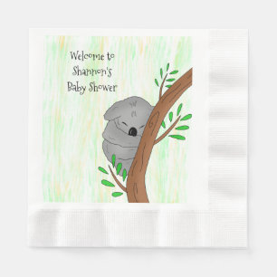 Personalised Sleepy Koala Bear Themed Baby Shower Napkin