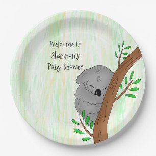 Personalised Sleepy Koala Bear Themed Baby Shower Paper Plate