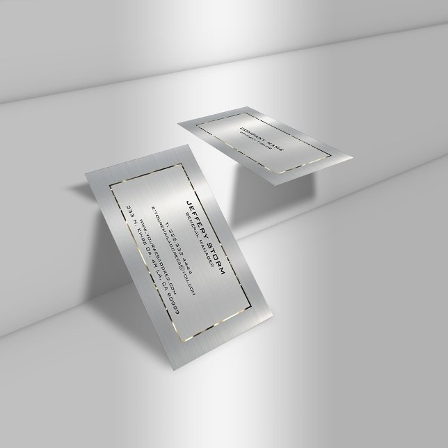 Personalised Slick Silver Grey Metallic Texture  Business Card (Creator Uploaded)