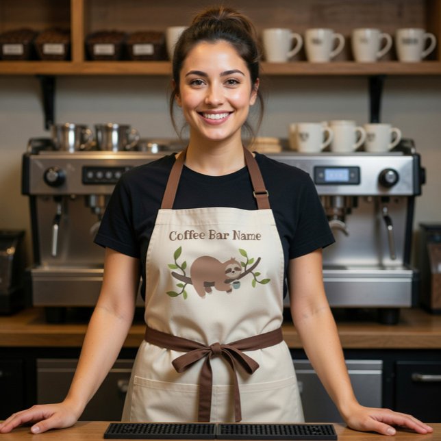 Personalised Sloth Coffee Bar Apron (Creator Uploaded)