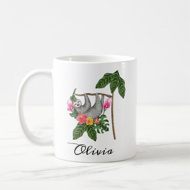 Personalised Sloth Coffee Mug Sloth Gifts for Her (Left)