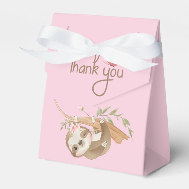 Personalised Sloth Girl Birthday Thank you Favour Box (Front Side)