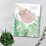 Personalised Sloth Planner<br><div class="desc">This cute Planner is decorated with a watercolor of a smiling sloth hanging from a branch with tropical leaves. On the back, it says Sloth Life and you can change these words if you wish. Easily customisable. Use the Design Tool option to change the text size, style, and colour. Because...</div>