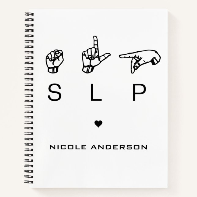 Personalised SLP Speech Language Pathologist ASL Notebook (Front)