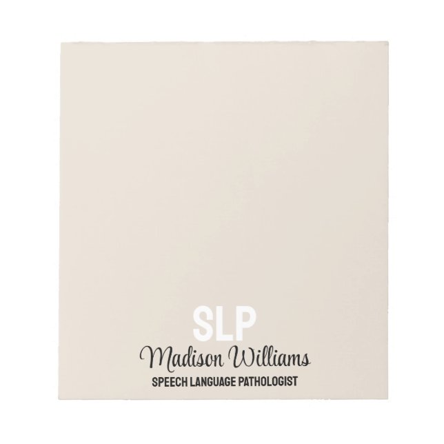 Personalised SLP Speech Language Pathologist Gift Notepad (Front)