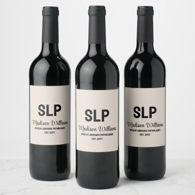 Personalised SLP Speech Language Pathologist Gift Wine Label (Bottles)