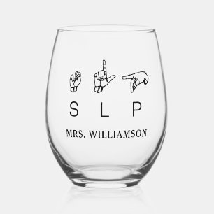 Personalised SLP Speech Pathologist Appreciation Stemless Wine Glass