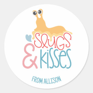 Personalised Slugs and Kisses Valentine's Day Classic Round Sticker
