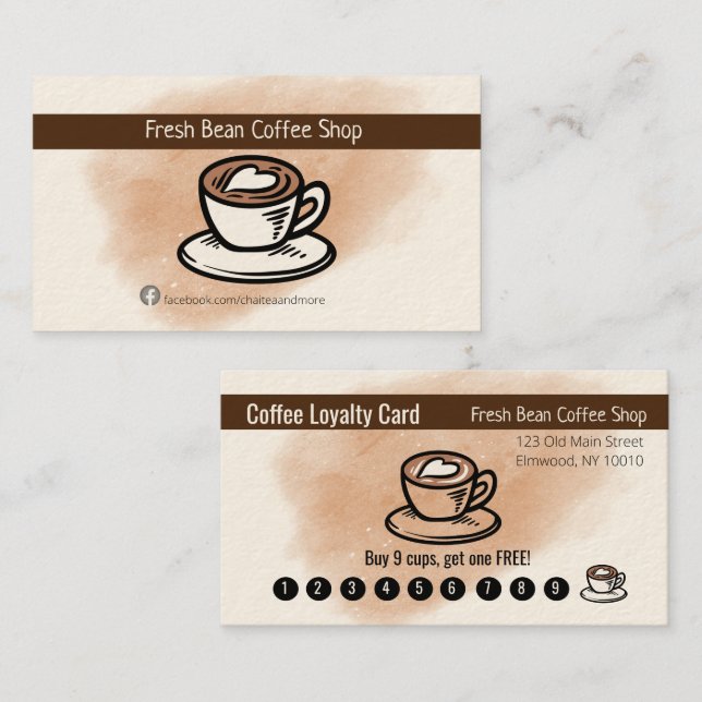 Personalised Small Coffee Shop Business Card (Front/Back)