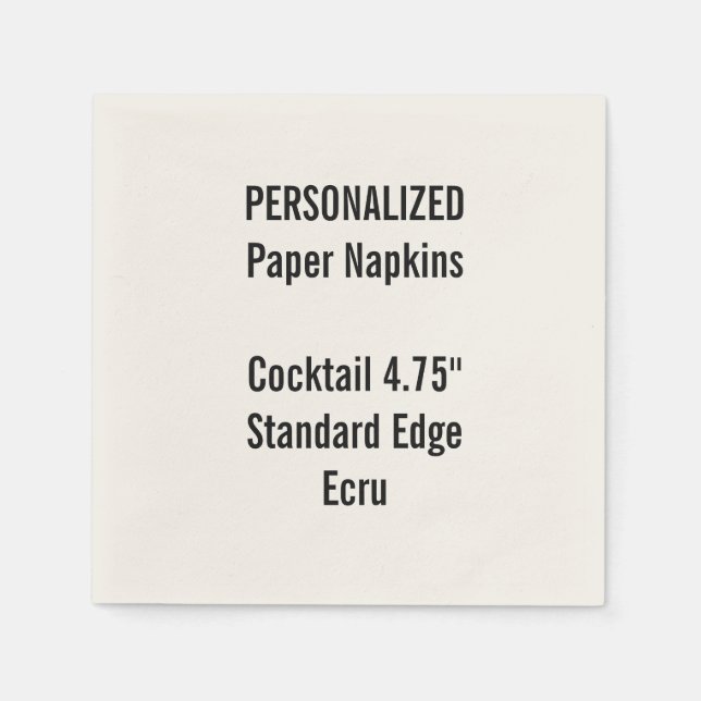 Personalised Small ECRU Cocktail Paper Napkins (Front)