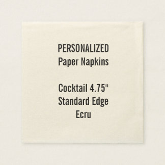 Personalised Small ECRU Cocktail Paper Napkins