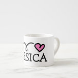 Personalised small kid's mug with cute pink heart<br><div class="desc">Personalised small kid's mug with cute pink heart cartoon. Custom drink cup for children. Add your own name or quote. Fun Birthday or Christmas gift ideas.</div>