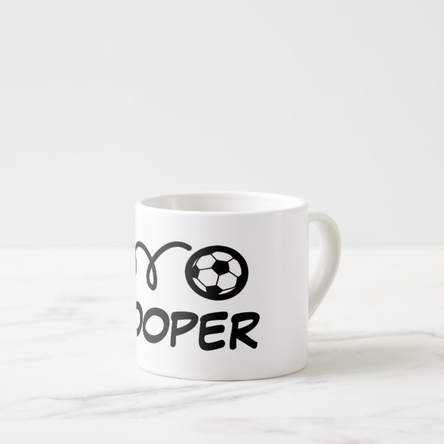 Personalised small kid's mug with cute soccer ball (Front Right)