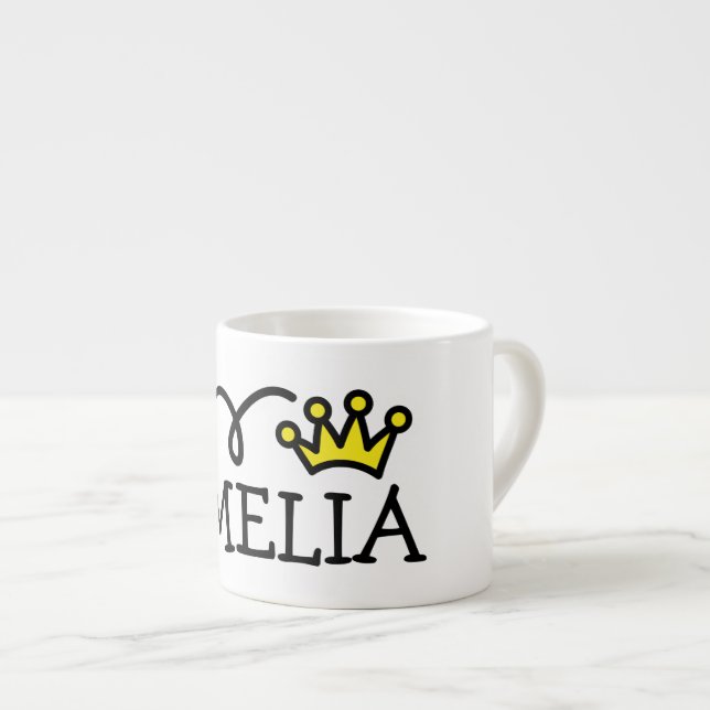 Personalised small kid's mug with princess crown (Front Right)