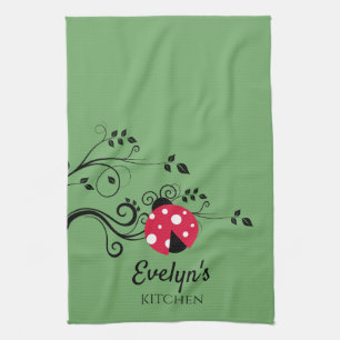 Personalised Small Lady Bug Kitchen Towel