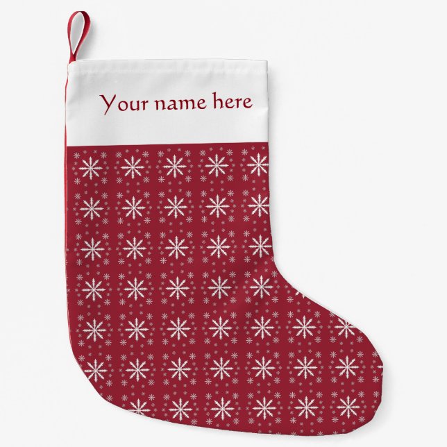 Personalised Small White Snowflake Stocking (Front)